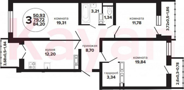 3-комн квартира в новом доме ул Российская