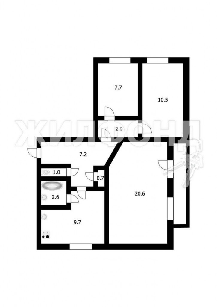 3-комн квартира Приречная улица, д.3