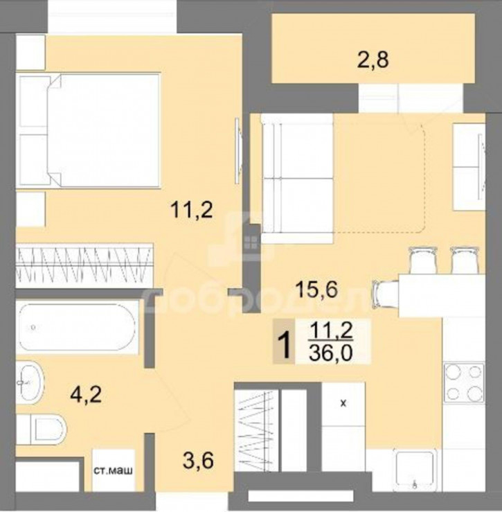 2-комн квартира в новом доме ул. Тенистая, 8а