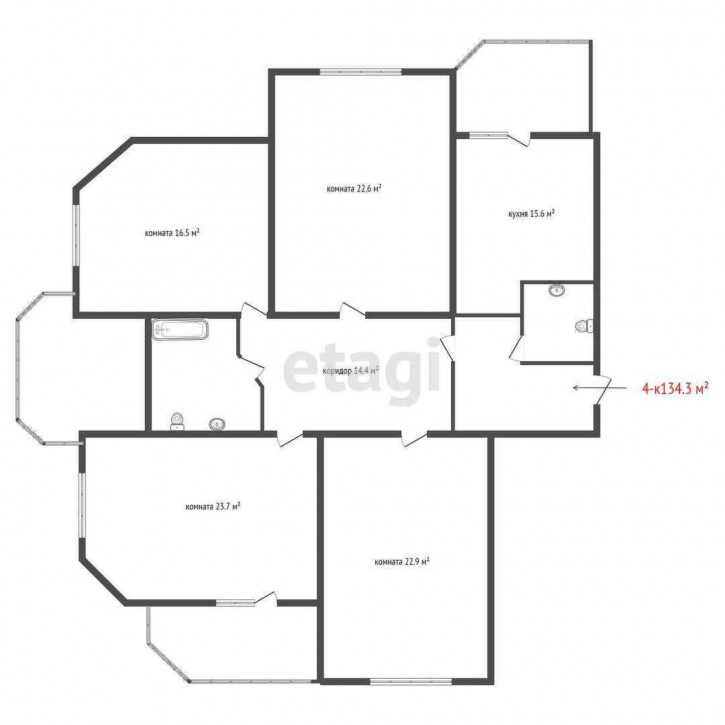 4-комн квартира Тверитина, 38 к 1