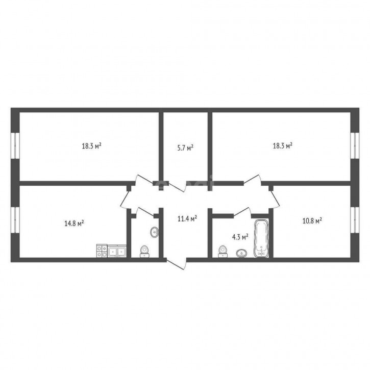 3-комн квартира Республики, 204/10