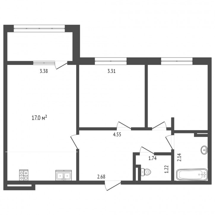 2-комн квартира Александра Пушкина, 10