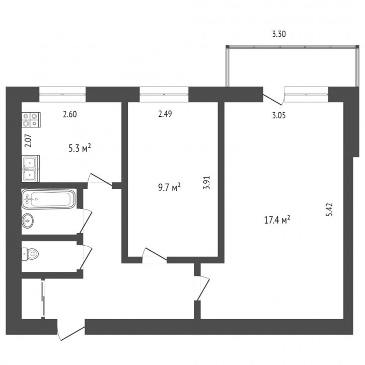 2-комн квартира Ямская, 96