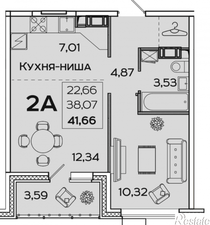 2-комн квартира в новом доме ул. Баталина, з/у 31