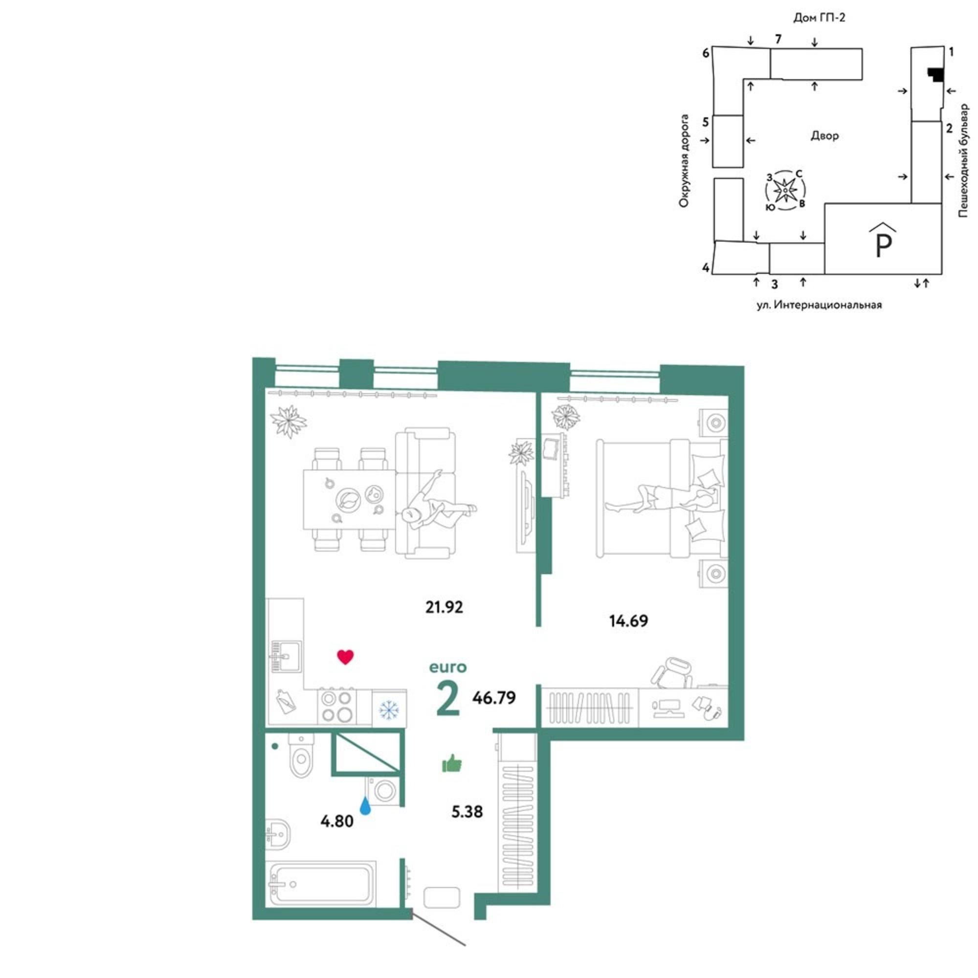 Купить квартиру за 6 717 390 рублей на Интернациональная улица, 199к9