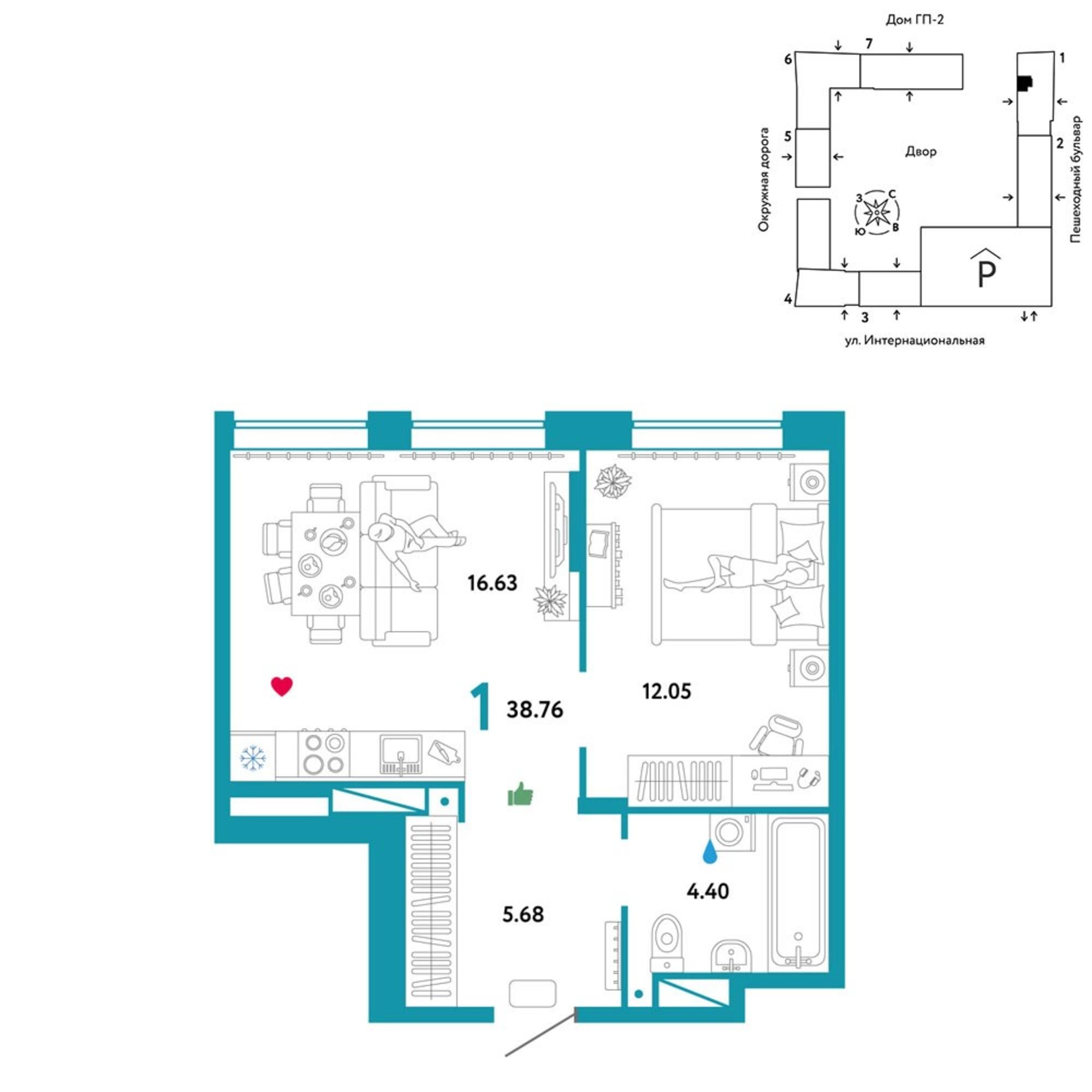 Купить квартиру за 5 989 130 рублей на Интернациональная улица, 199к9