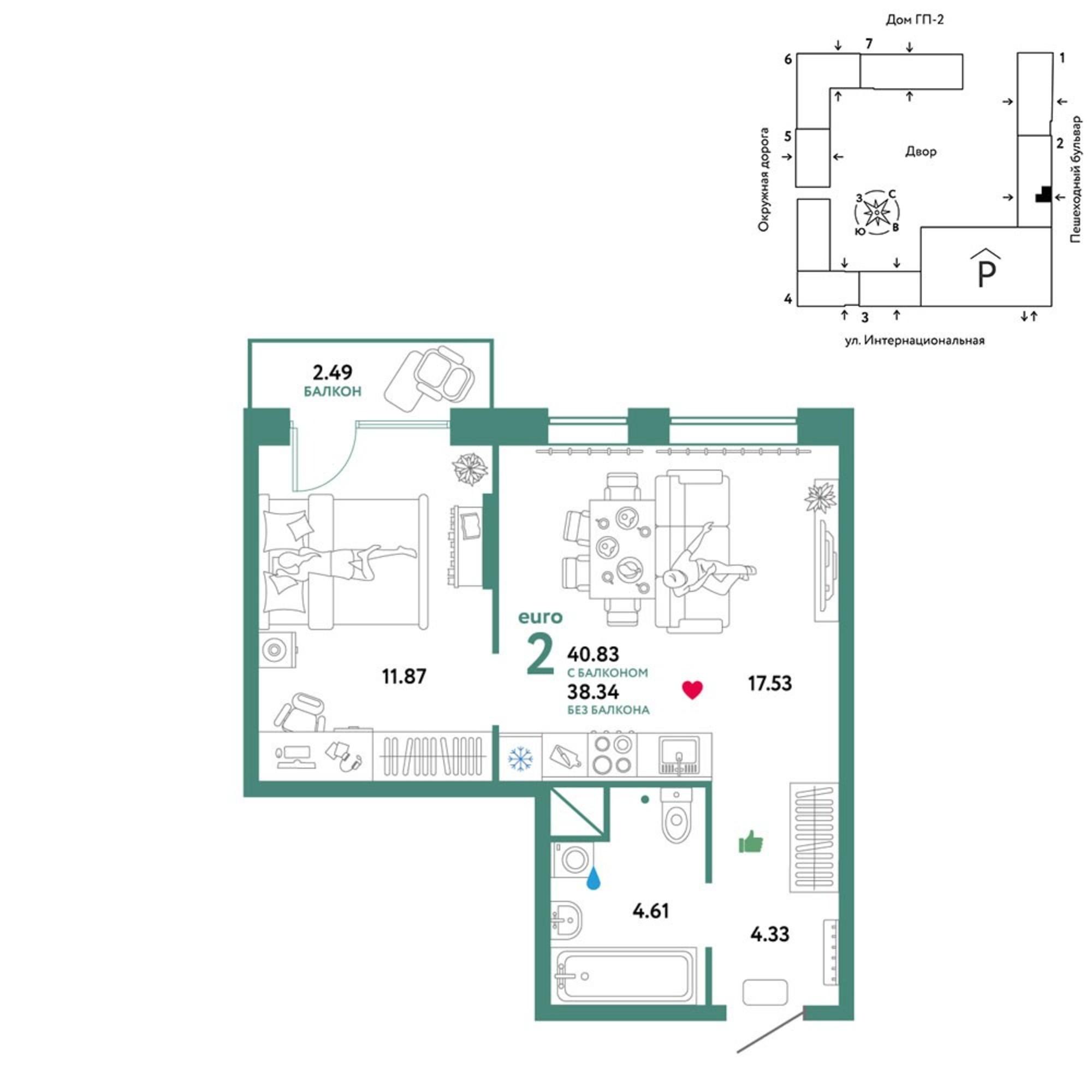 Купить квартиру за 6 282 610 рублей на Интернациональная улица, 199к9