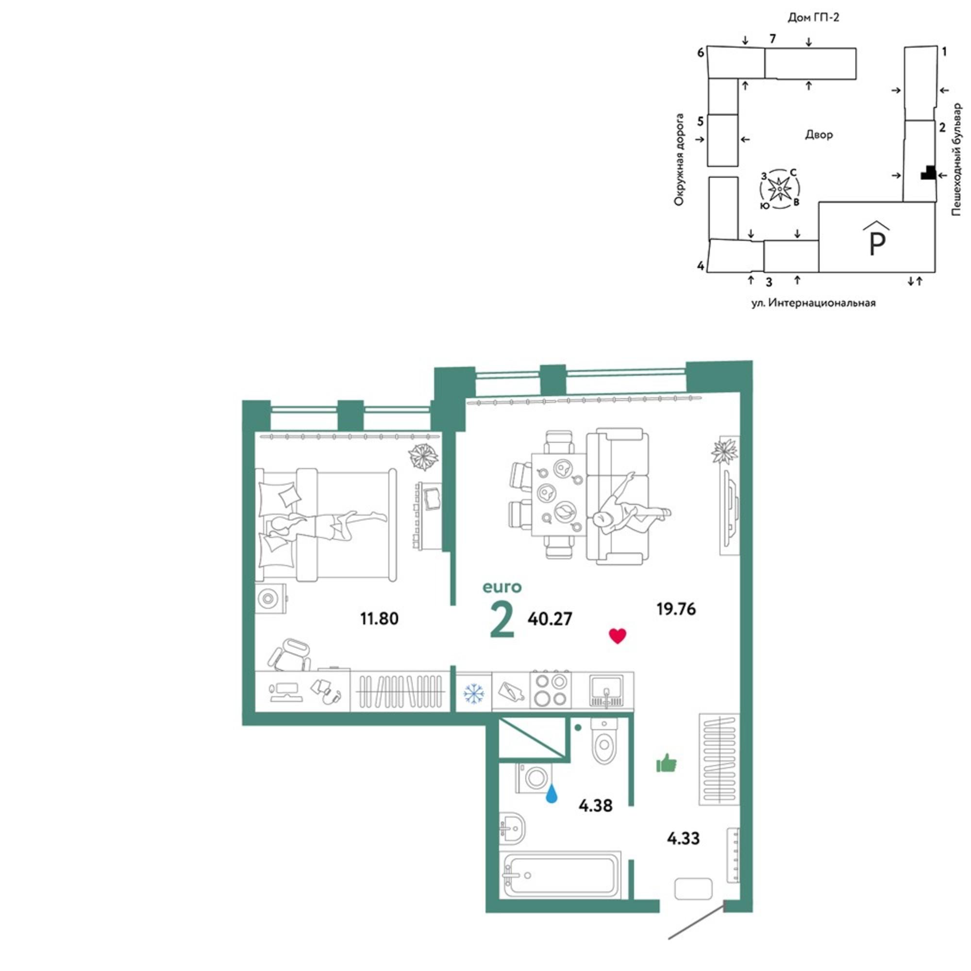Купить квартиру за 6 228 260 рублей на Интернациональная улица, 199к9