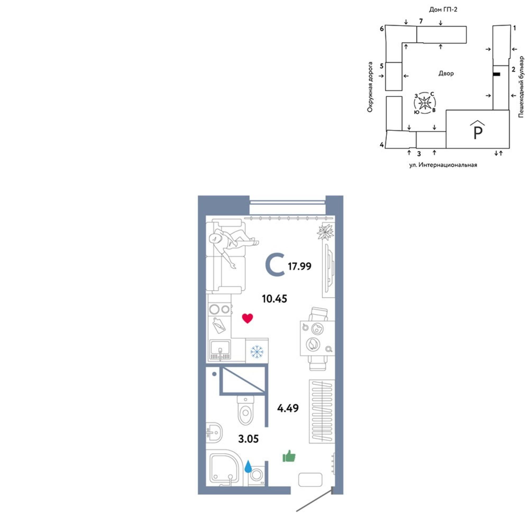 Купить квартиру за 3 880 440 рублей на Интернациональная улица, 199к9