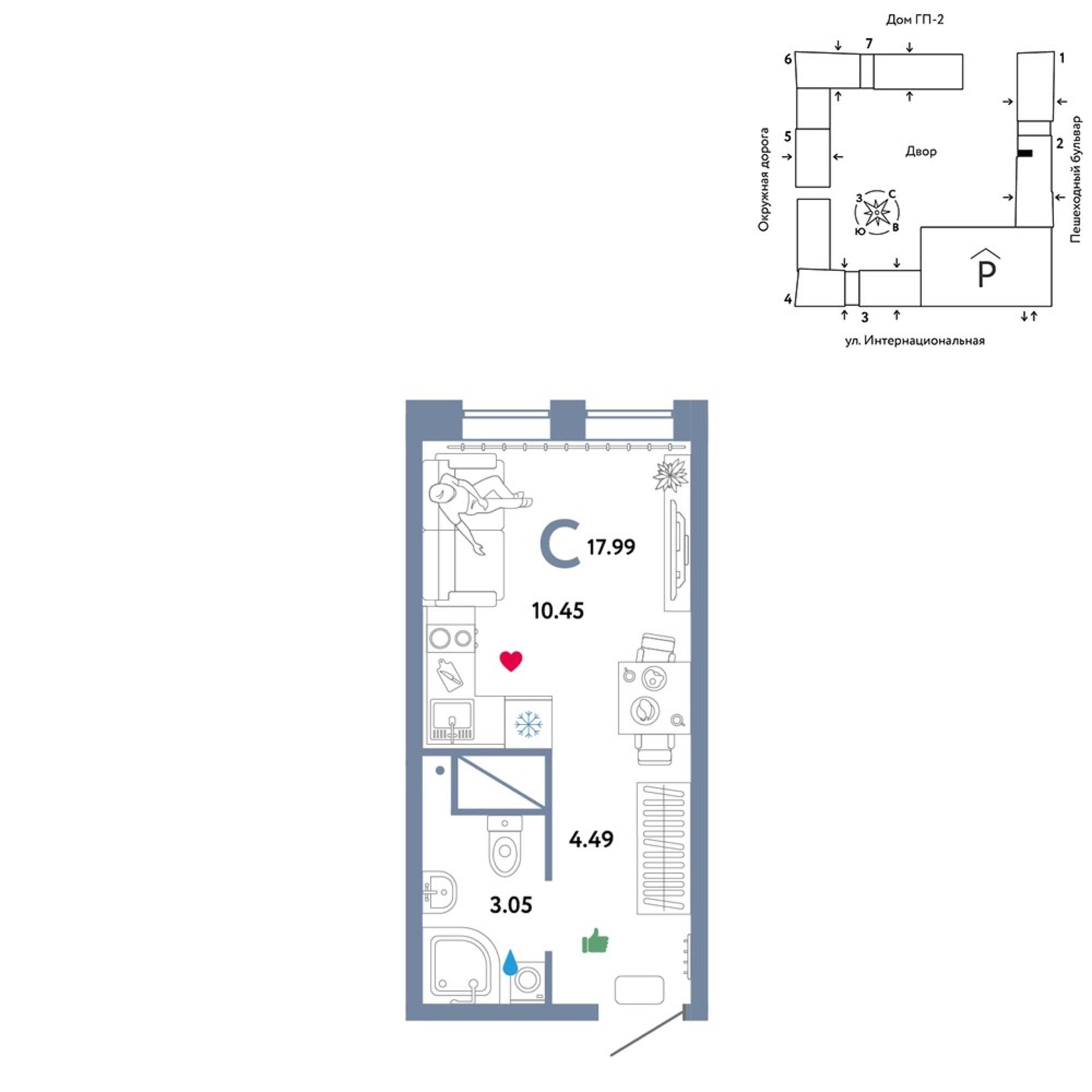 Купить квартиру за 3 880 440 рублей на Интернациональная улица, 199к9