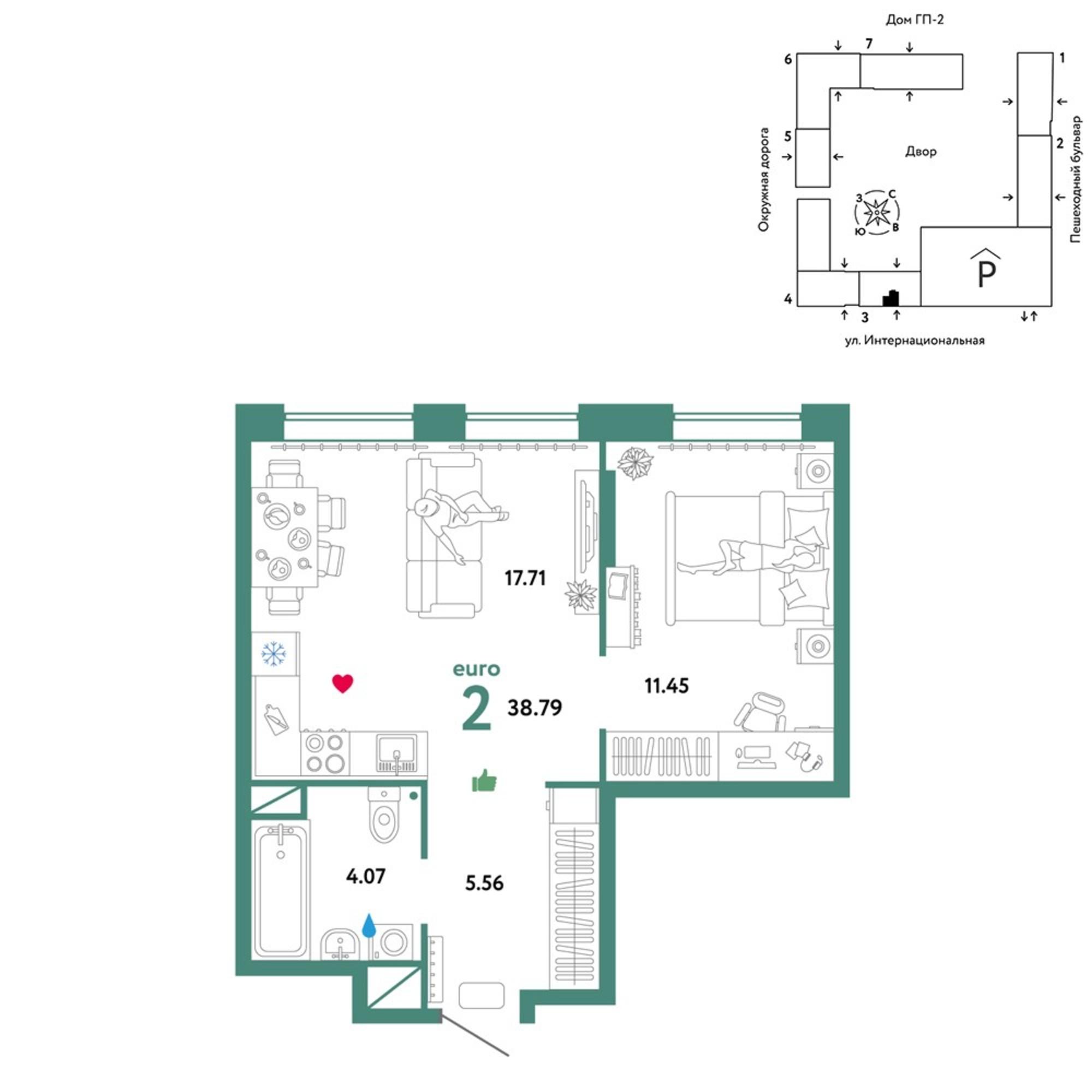 Купить квартиру за 5 760 870 рублей на Интернациональная улица, 199к9