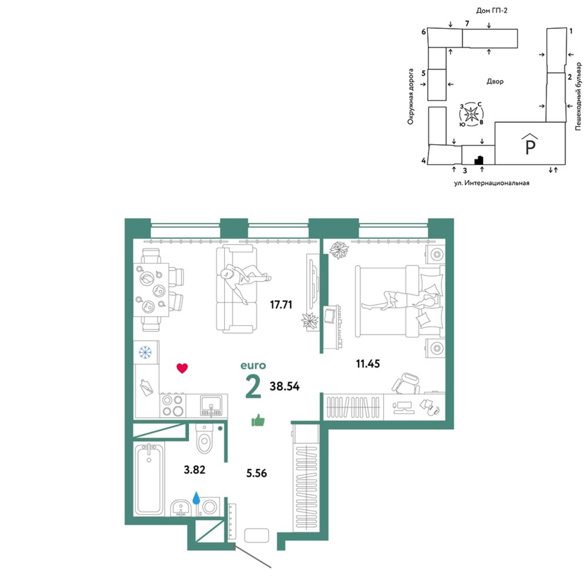 Купить квартиру за 5 760 870 рублей на Интернациональная улица, 199к9