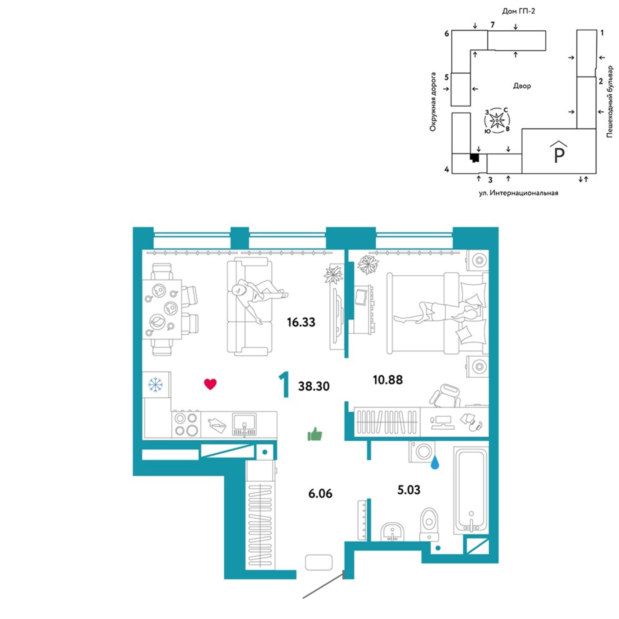 Купить квартиру за 5 967 390 рублей на Интернациональная улица, 199к9