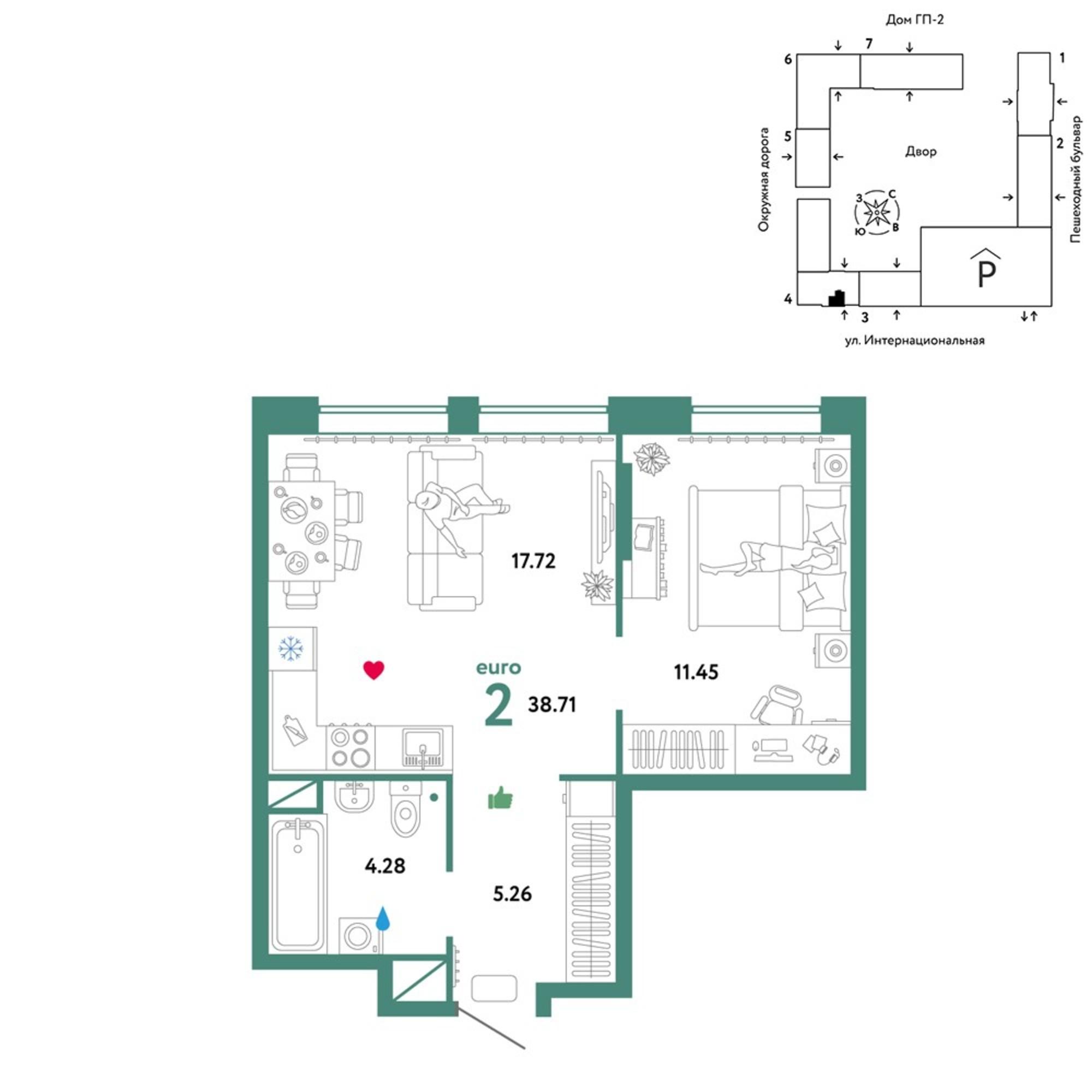Купить квартиру за 5 760 870 рублей на Интернациональная улица, 199к9