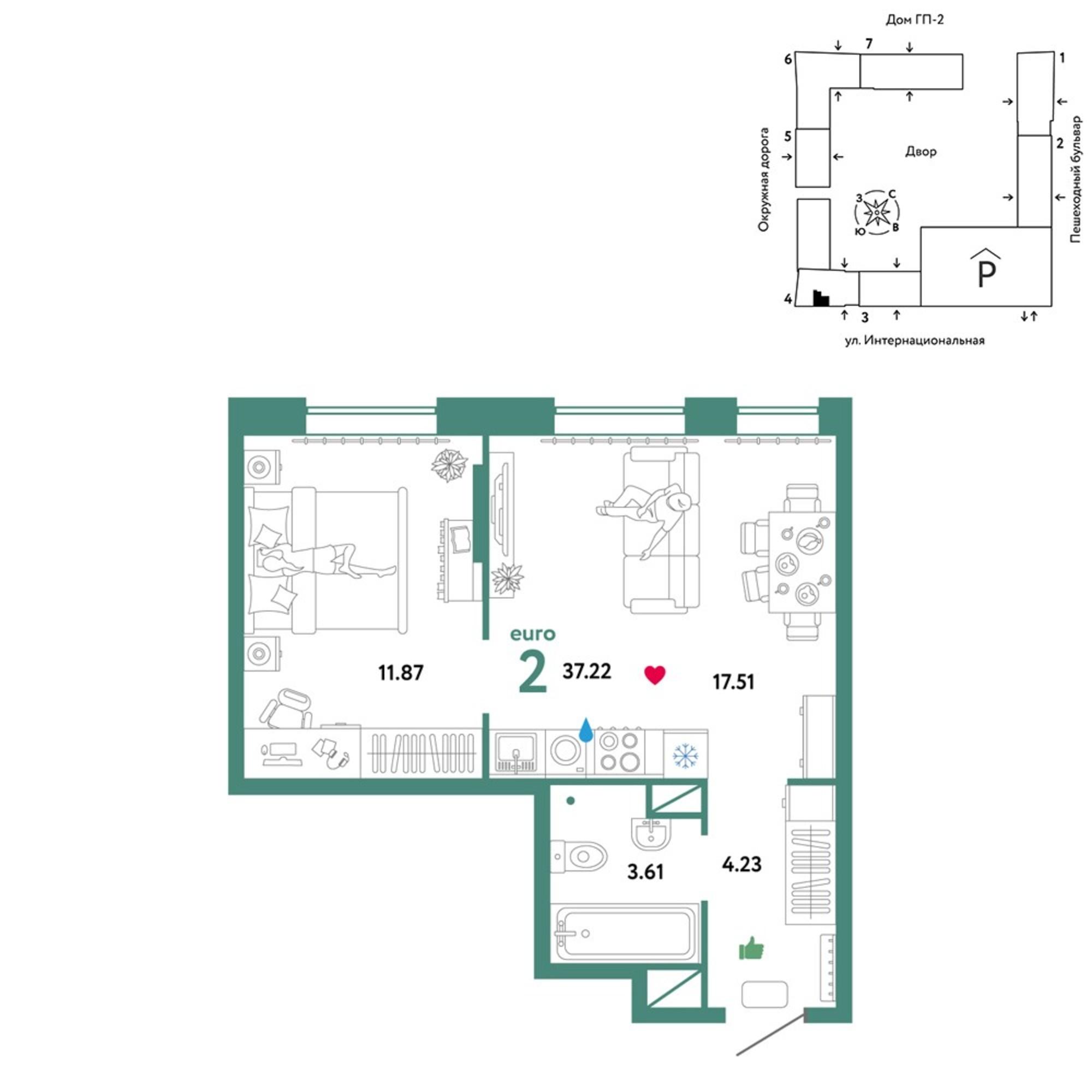 Купить квартиру за 5 760 870 рублей на Интернациональная улица, 199к9