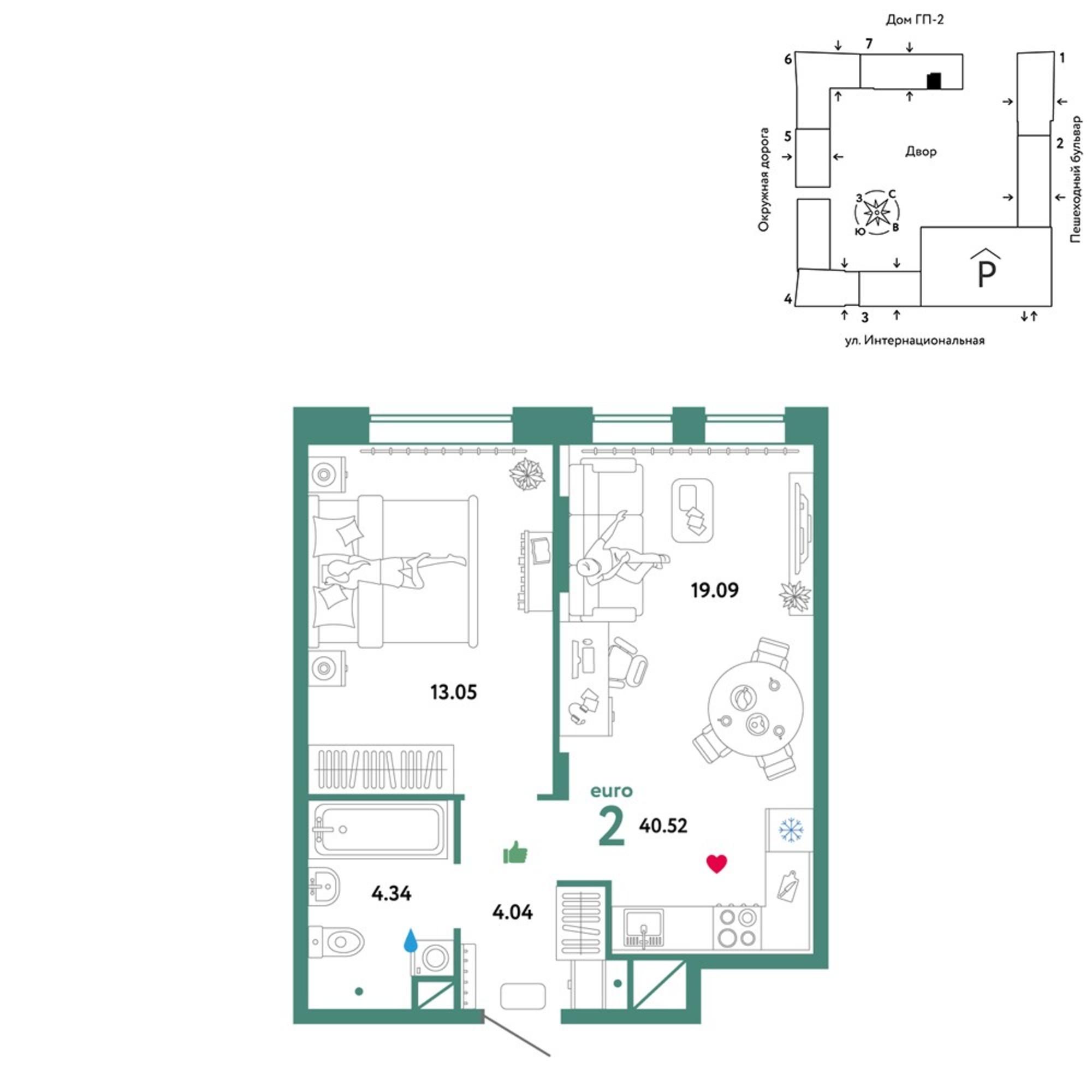 Купить квартиру за 6 228 260 рублей на Интернациональная улица, 199к9