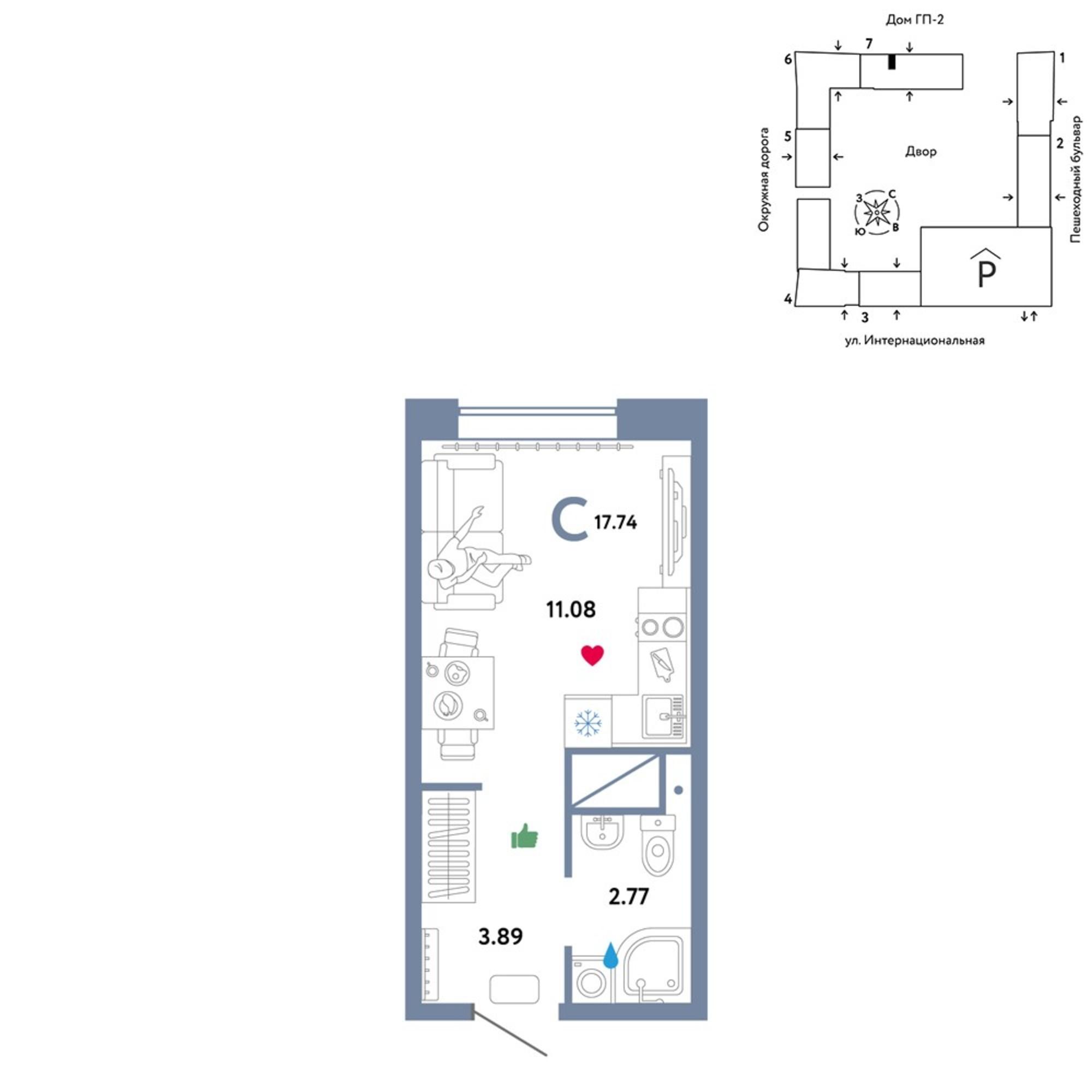 Купить квартиру за 4 097 830 рублей на Интернациональная улица, 199к9