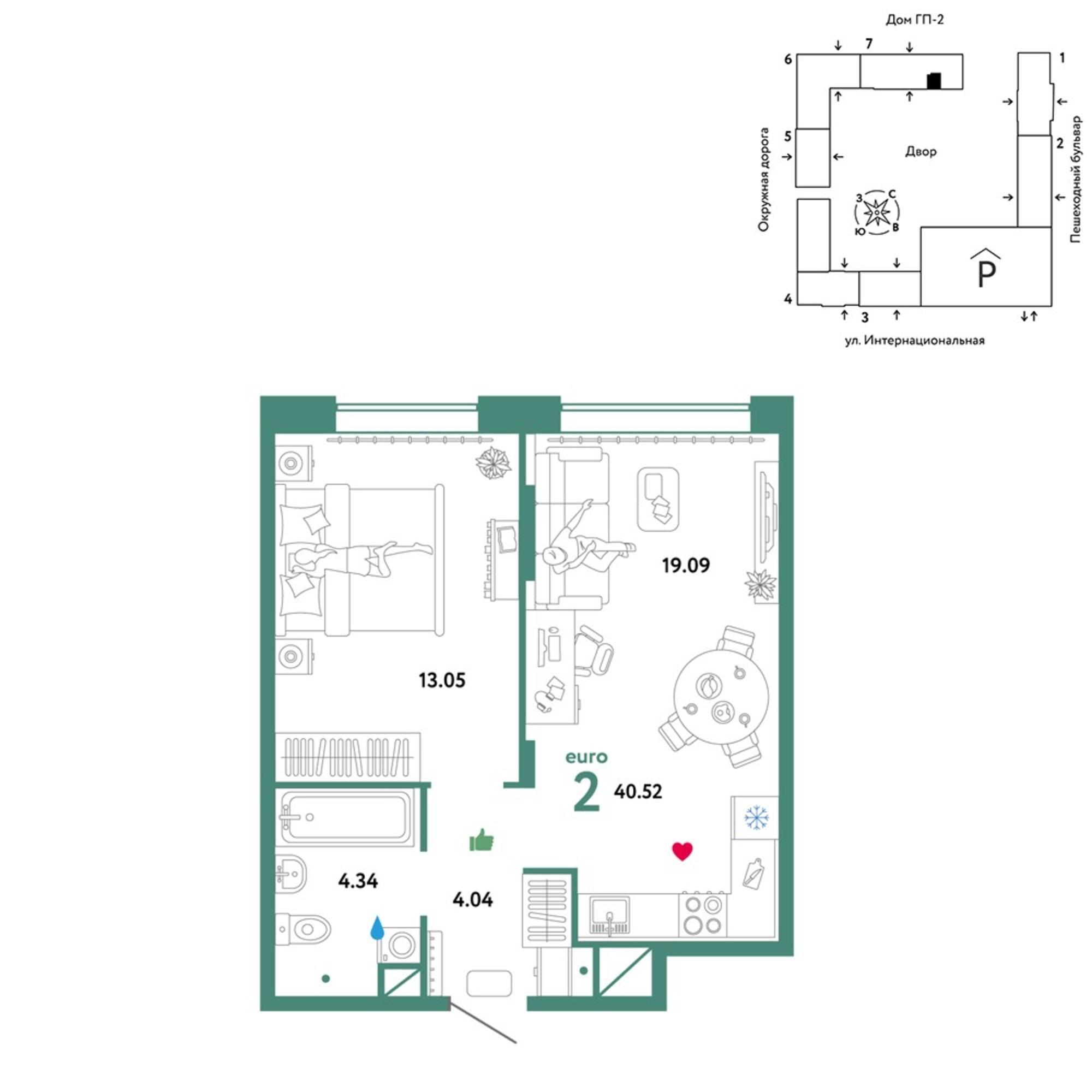 Купить квартиру за 6 228 260 рублей на Интернациональная улица, 199к9