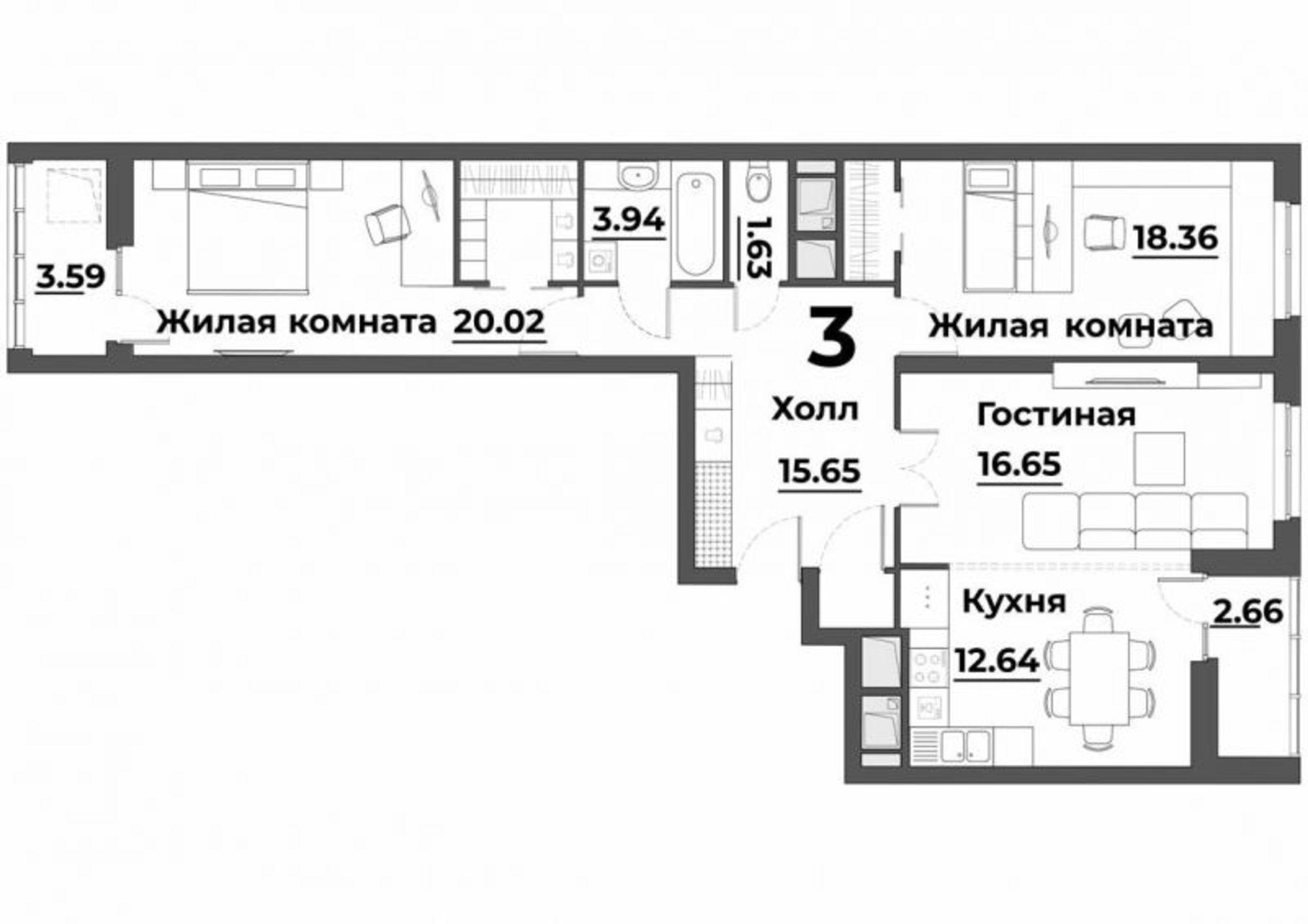 Купить квартиру за 9 271 300 рублей на улица Лозицкой, 1А