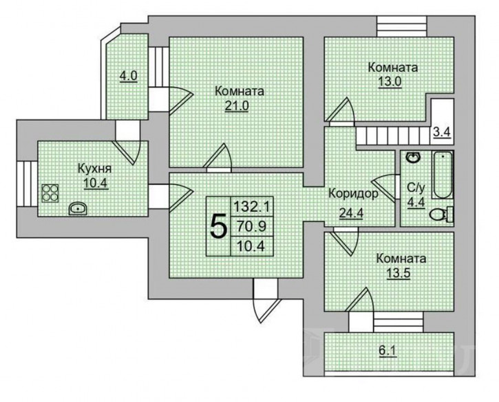 5-комн квартира Центр, Юфимцева