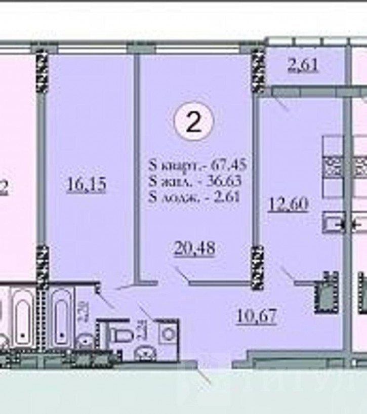 2-комн квартира Центр, Гвардейский