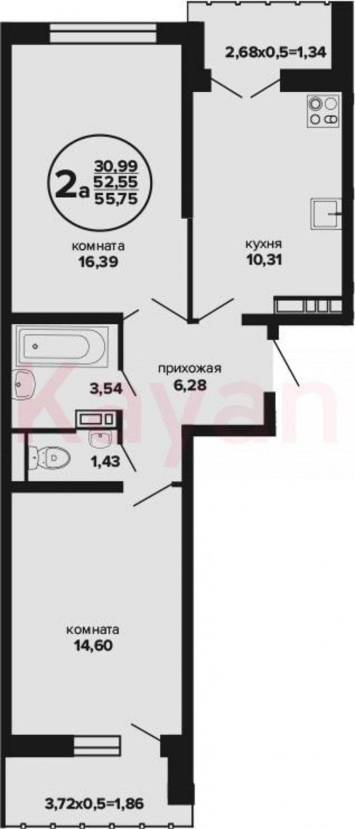 2-комн квартира в новом доме ул Российская
