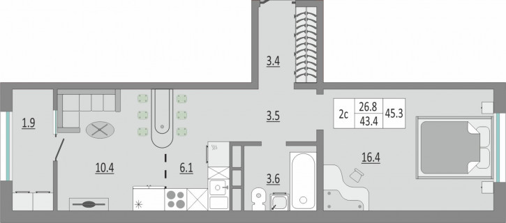 2-комн квартира улица Автомобилистов, 15