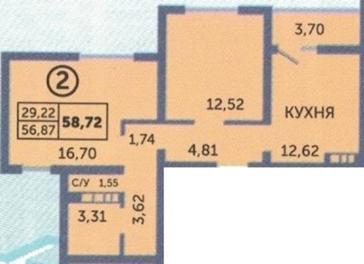 2-комн квартира улица Фронтовиков, 8/3