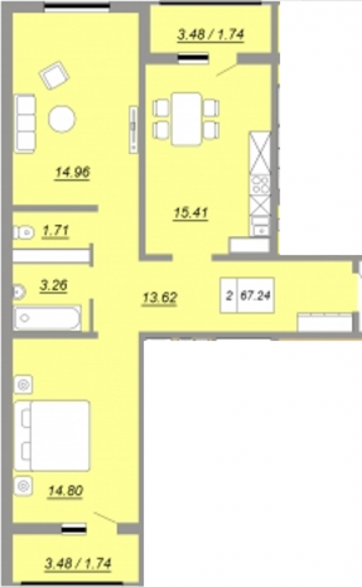 3-комн квартира улица Юркина, 8