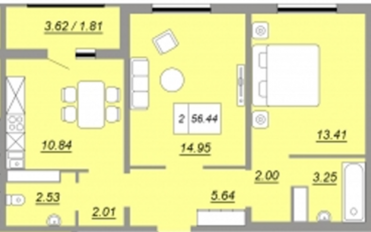2-комн квартира улица Юркина, 8