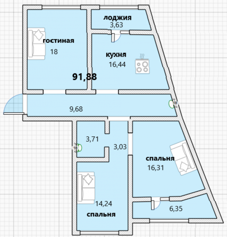 3-комн квартира Уральская улица, 2/Д
