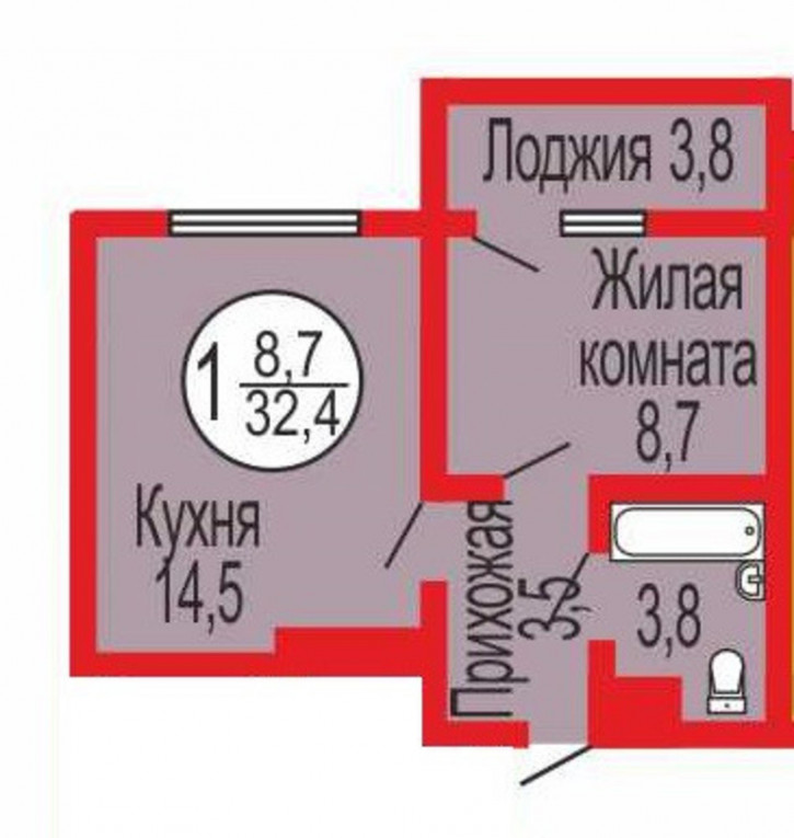 1-комн квартира в новом доме Уральская улица, 2/20