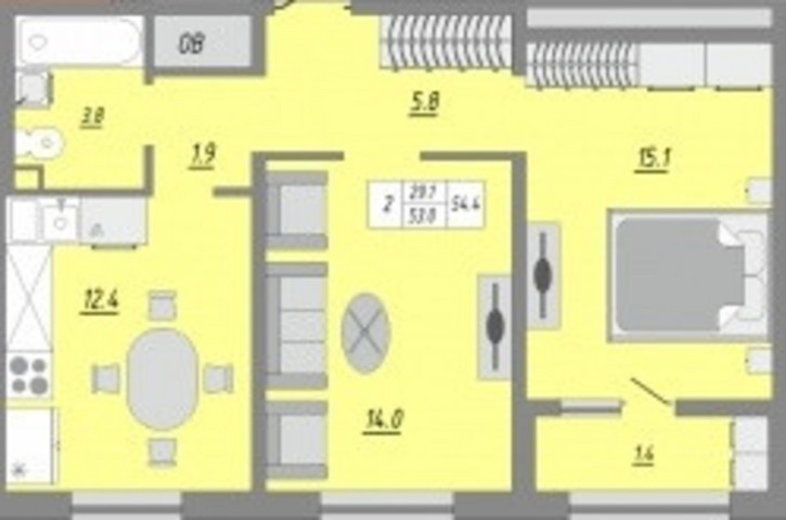 2-комн квартира в новом доме улица Юркина, 8