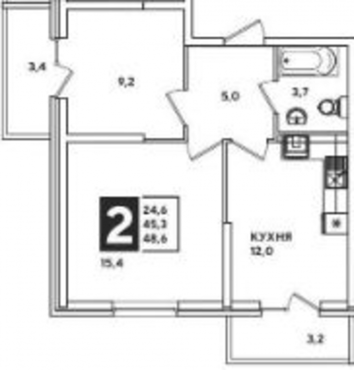 2-комн квартира Героя Пешкова ул, 14к3