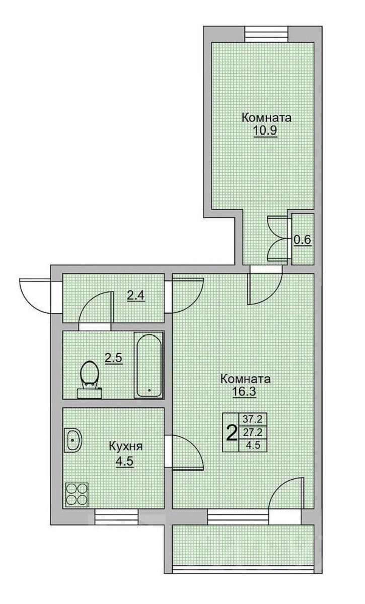 2-комн квартира Ленина, Михаила Нагибина