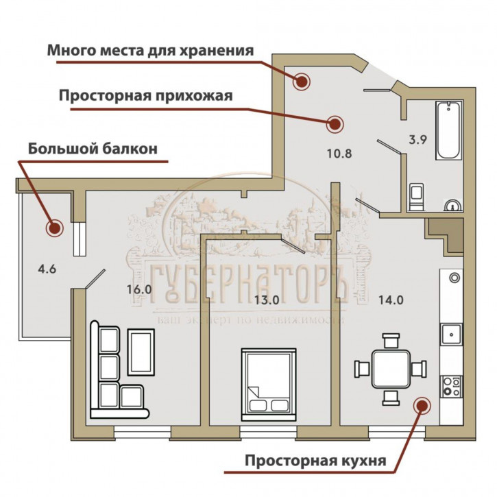 2-комн квартира в новом доме Петербургское ш, 40