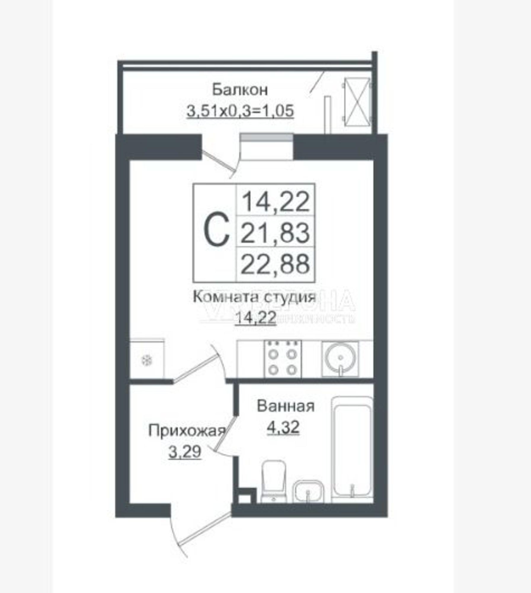 Купить квартиру за 2 700 000 рублей на Западный Обход ул, 39/1