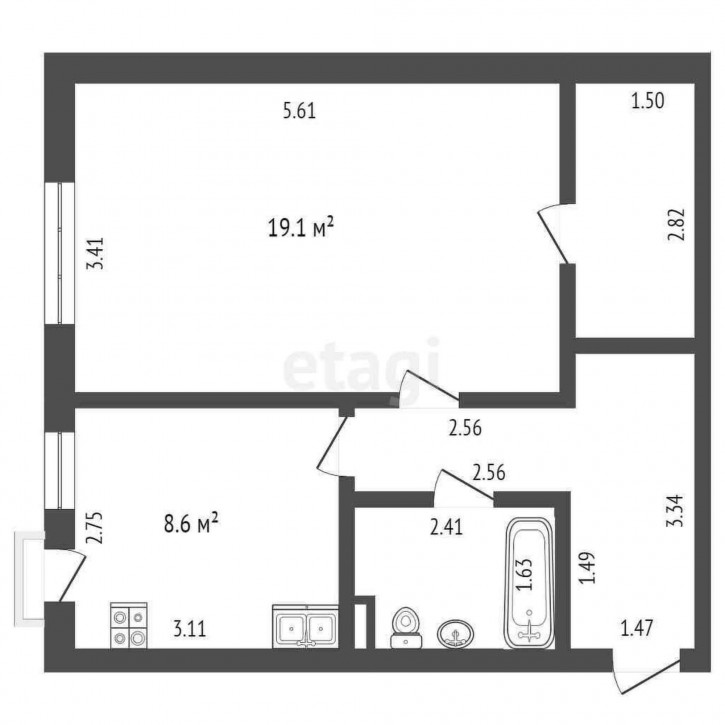 1-комн квартира Мира, 26