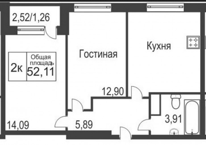 2-комн квартира Новоселов, 113