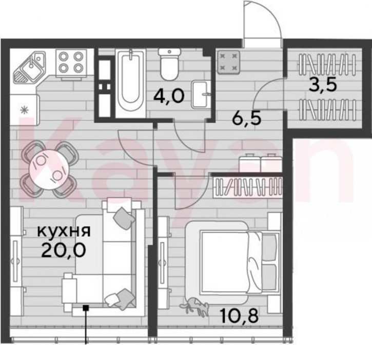 1-комн квартира в новом доме ул Западный Обход
