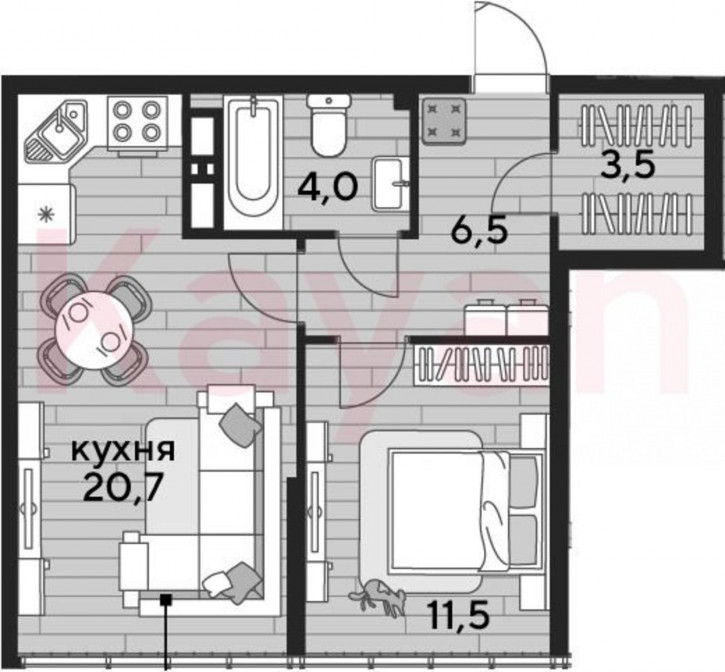 1-комн квартира в новом доме ул Западный Обход