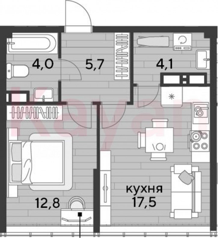 1-комн квартира в новом доме ул Западный Обход