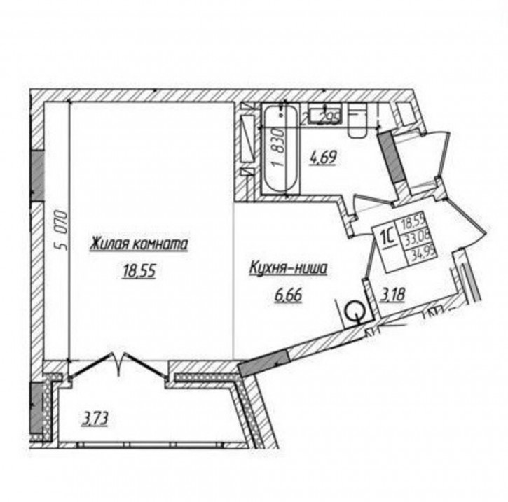1-комн квартира Фабричная, 65