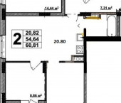 2-комн, 60 кв м, этаж 8/8 Чапаева ул, 6
