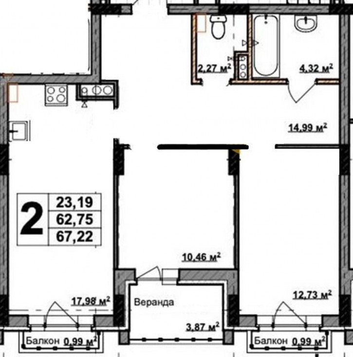 2-комн квартира в новом доме Чапаева ул, 6