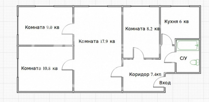 4-комн квартира улица Гагарина, 19