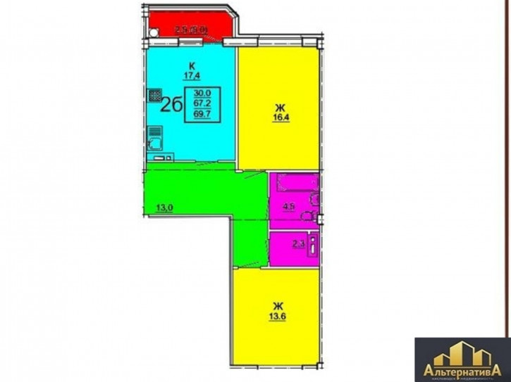 2-комн квартира Егоршина ул.