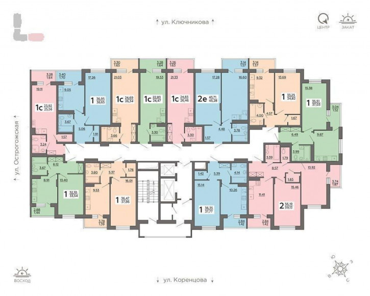 1-комн квартира в новом доме улица Острогожская, 164