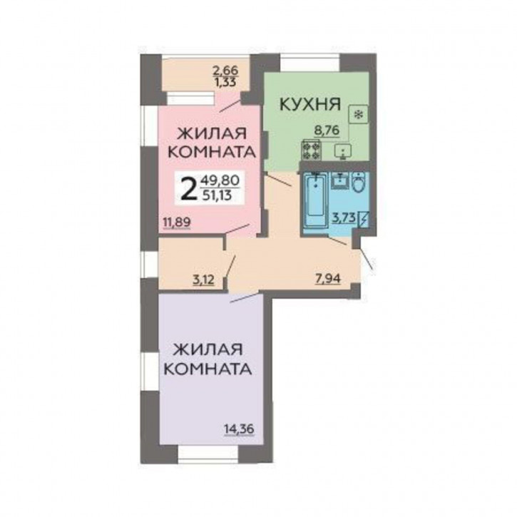 2-комн квартира в новом доме улица Независимости, 78