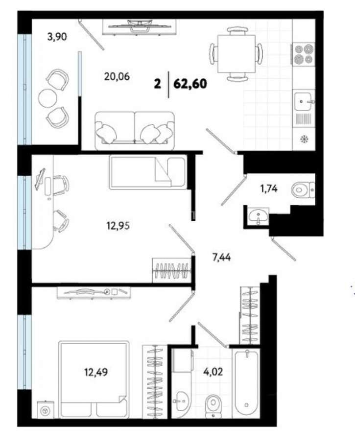 2-комн квартира ул Газопромысловая, 8